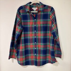 Foxcroft for Appleseeds Shaped Plaid Button Down Women 14 Wrinkle Free | Preppy